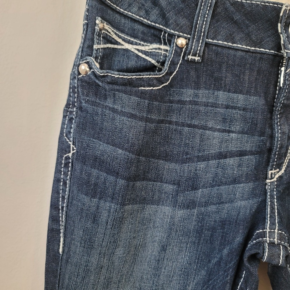 Ariat Real Denim Women 32S Lakeshore Lowrise Boot Rosy Whipstitch Jeans Western - Picture 3 of 14